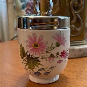 Vintage Crown Staffordshire Bone China Egg Coddler Wildflowers Pattern England